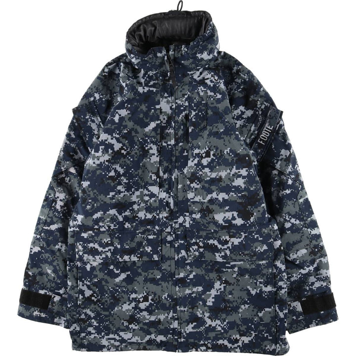Authentic 2000'S US military camouflage pattern NWU digital camo military Gore-Tex parka, made in the USA, small-long, men's size S. Nylon navy blue type Vintage Second Hand