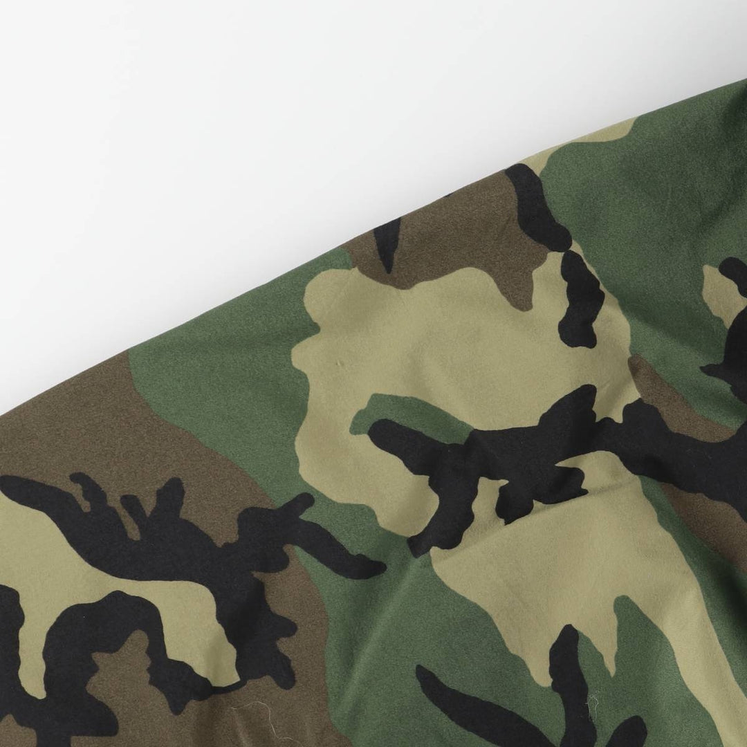 1990'S US Military Camouflage Woodland Camo Military Gore-Tex Parka, Made in USA, Large-Regular, Men's Size L Nylon Khaki type Vintage Second Hand