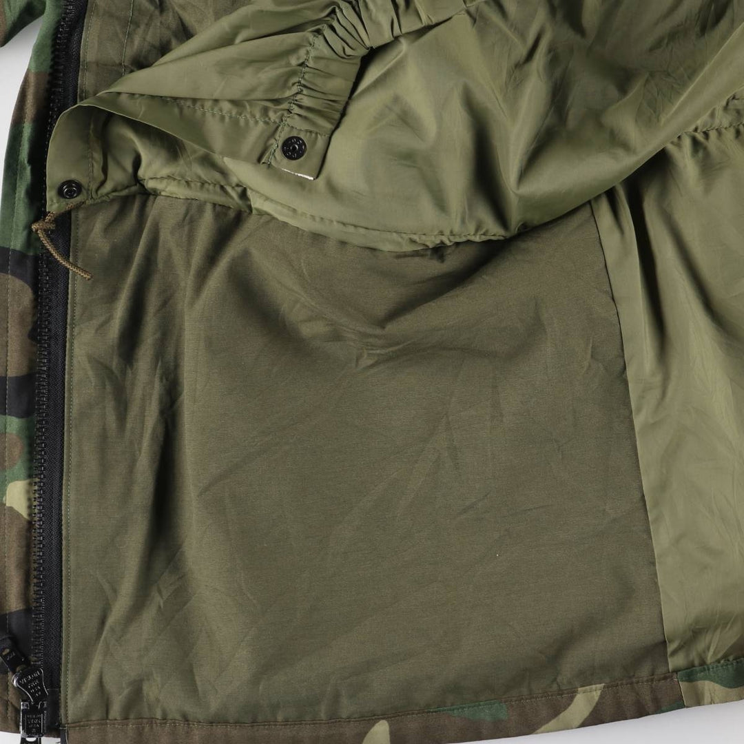 1990'S US Military Camouflage Woodland Camo Military Gore-Tex Parka, Made in USA, Large-Regular, Men's Size L Nylon Khaki type Vintage Second Hand