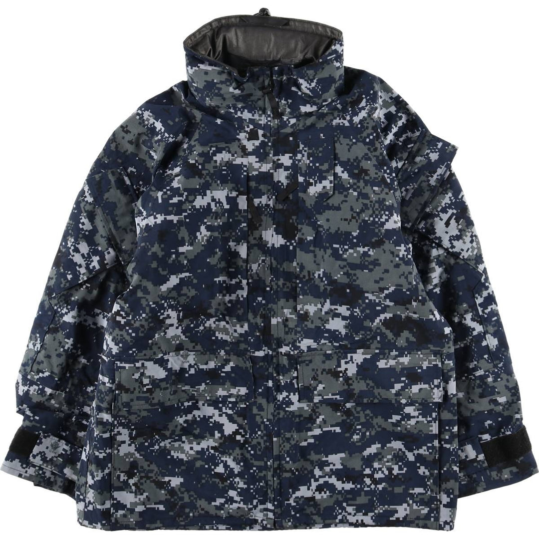 Authentic 2000'S US military camouflage pattern NWU digital camo military Gore-Tex parka, USA-made, SMALL-X-SHORT, men's size S. Nylon navy blue type Vintage Second Hand