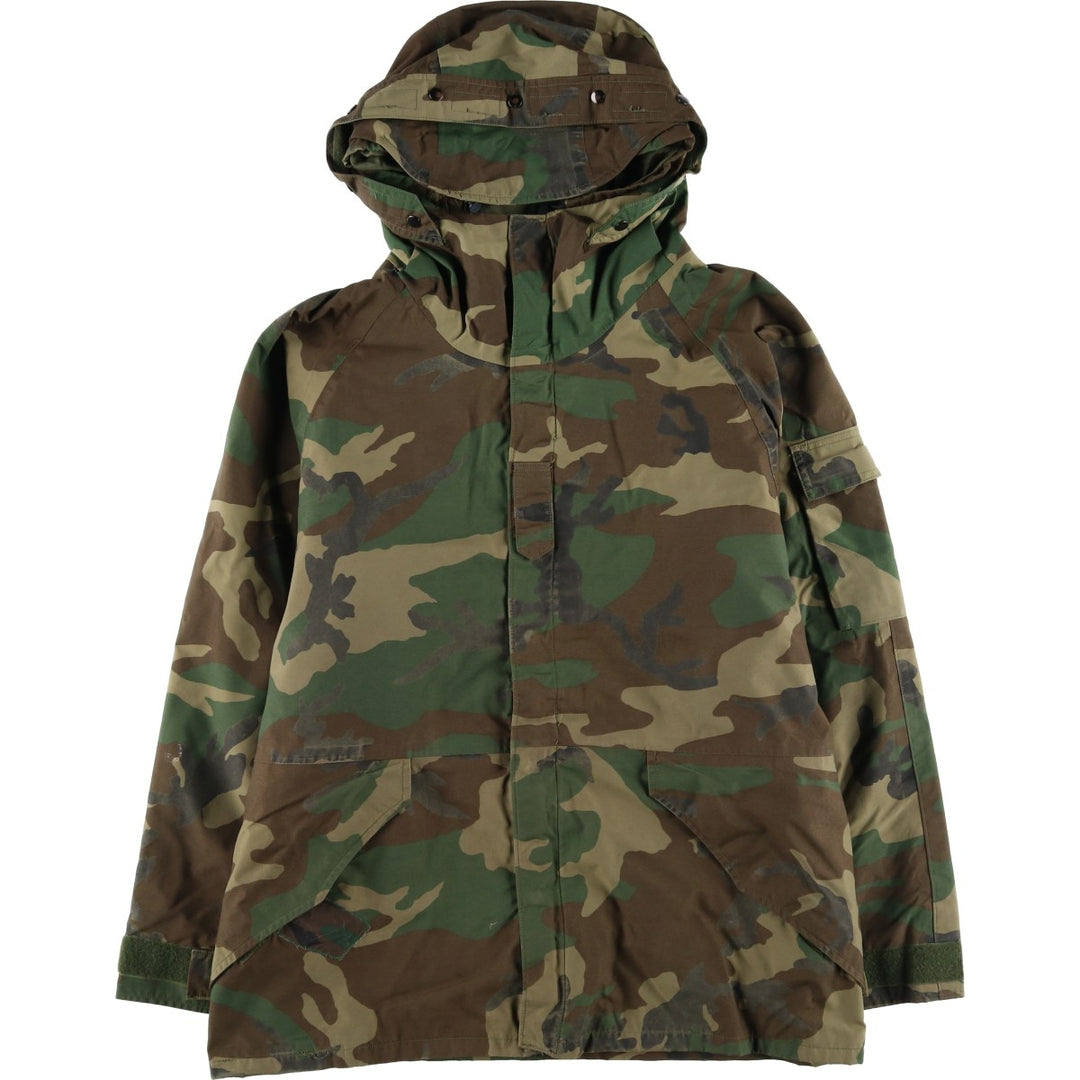 1990'S US Military Camouflage Pattern ECWCS 1st Gen. Late Model Military Gore-Tex Parka, Large Regular, Men's Size L Nylon Khaki type Vintage Second Hand