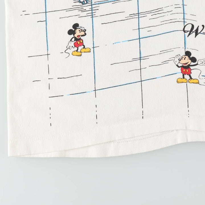 90'S Disney Designs Mickey Mouse All-Over Print Character T-Shirt, Made in USA, Men's Size L (approx.) cotton white type Vintage Second Hand
