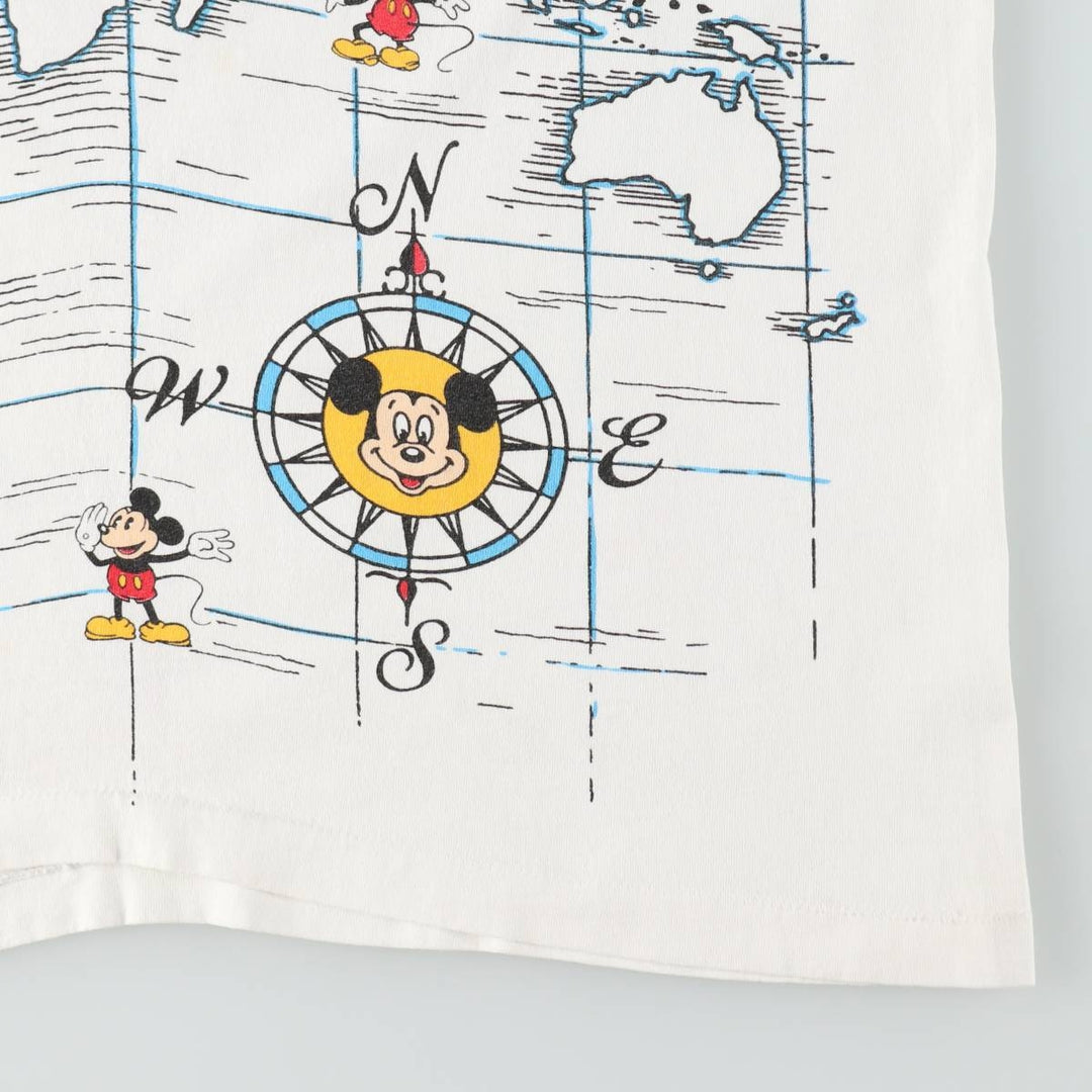 90'S Disney Designs Mickey Mouse All-Over Print Character T-Shirt, Made in USA, Men's Size L (approx.) cotton white type Vintage Second Hand