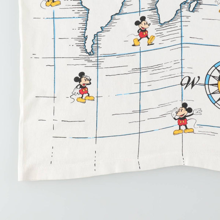 90'S Disney Designs Mickey Mouse All-Over Print Character T-Shirt, Made in USA, Men's Size L (approx.) cotton white type Vintage Second Hand