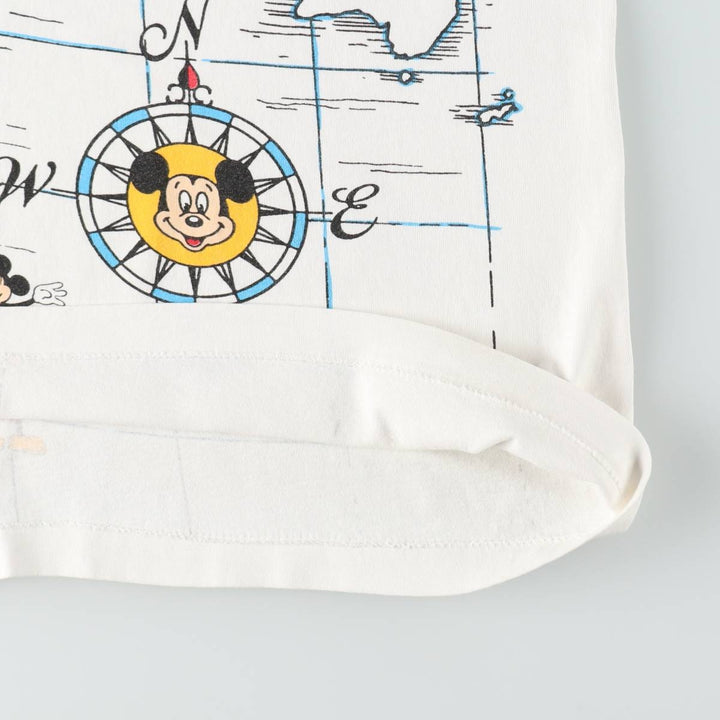 90'S Disney Designs Mickey Mouse All-Over Print Character T-Shirt, Made in USA, Men's Size L (approx.) cotton white type Vintage Second Hand