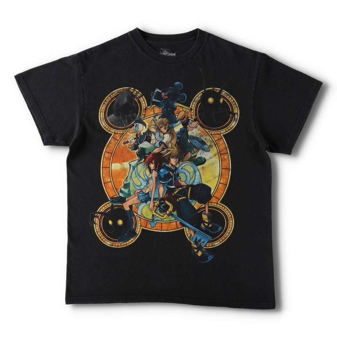 KINGDOM HEARTS (Kingdom Hearts) Video Game Character Print T-Shirt, Men's Size M (approx.) cotton black type Vintage Second Hand