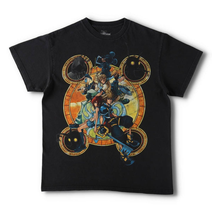 KINGDOM HEARTS (Kingdom Hearts) Video Game Character Print T-Shirt, Men's Size M (approx.) cotton black type Vintage Second Hand