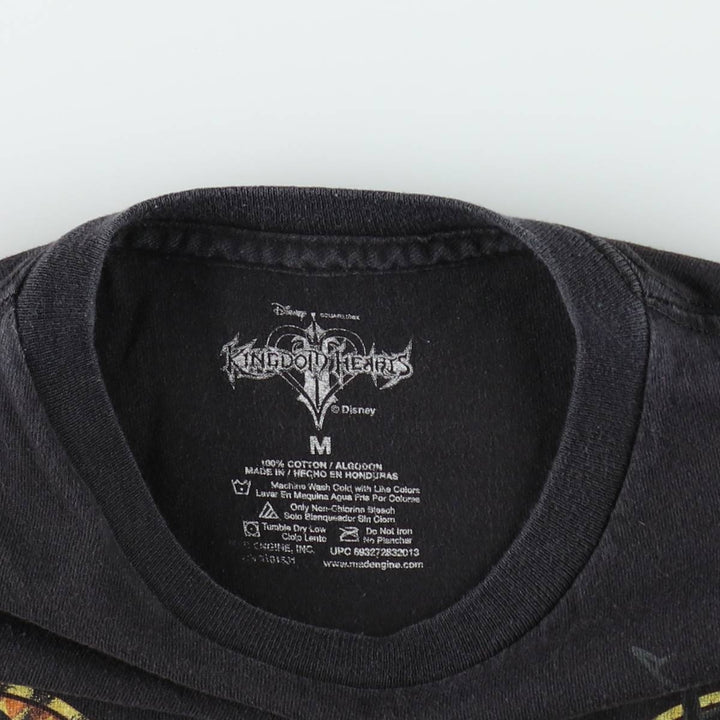 KINGDOM HEARTS (Kingdom Hearts) Video Game Character Print T-Shirt, Men's Size M (approx.) cotton black type Vintage Second Hand