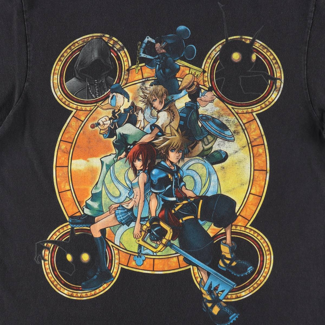 KINGDOM HEARTS (Kingdom Hearts) Video Game Character Print T-Shirt, Men's Size M (approx.) cotton black type Vintage Second Hand