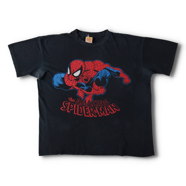 90s-00'S NOVEL Teez DESIGNS SPIDER MAN character print T-shirt, made in Canada, men's size XL equivalent. cotton black type Vintage Second Hand