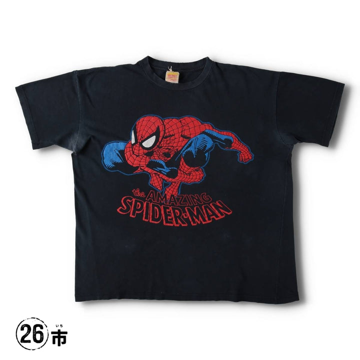 90s-00'S NOVEL Teez DESIGNS SPIDER MAN character print T-shirt, made in Canada, men's size XL equivalent. cotton black type Vintage Second Hand
