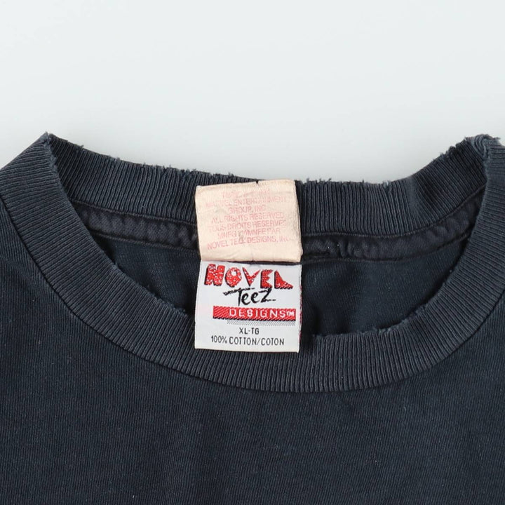 90s-00'S NOVEL Teez DESIGNS SPIDER MAN character print T-shirt, made in Canada, men's size XL equivalent. cotton black type Vintage Second Hand