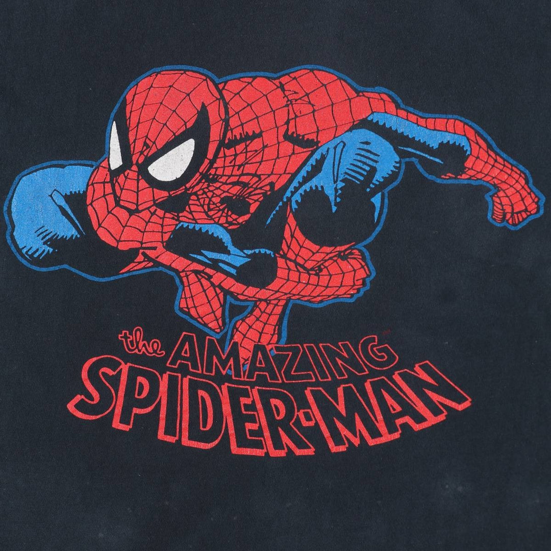 90s-00'S NOVEL Teez DESIGNS SPIDER MAN character print T-shirt, made in Canada, men's size XL equivalent. cotton black type Vintage Second Hand