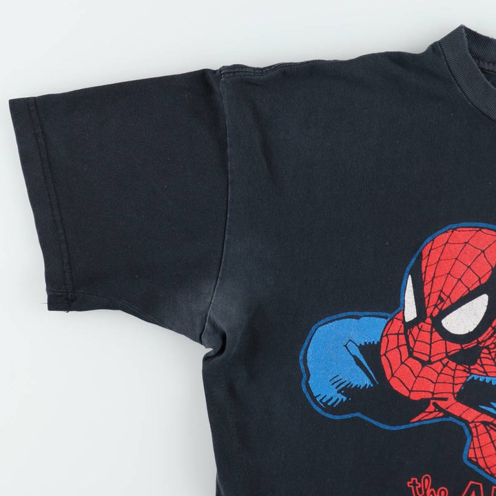 90s-00'S NOVEL Teez DESIGNS SPIDER MAN character print T-shirt, made in Canada, men's size XL equivalent. cotton black type Vintage Second Hand
