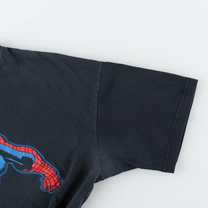 90s-00'S NOVEL Teez DESIGNS SPIDER MAN character print T-shirt, made in Canada, men's size XL equivalent. cotton black type Vintage Second Hand