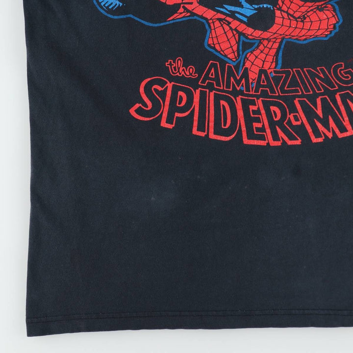 90s-00'S NOVEL Teez DESIGNS SPIDER MAN character print T-shirt, made in Canada, men's size XL equivalent. cotton black type Vintage Second Hand