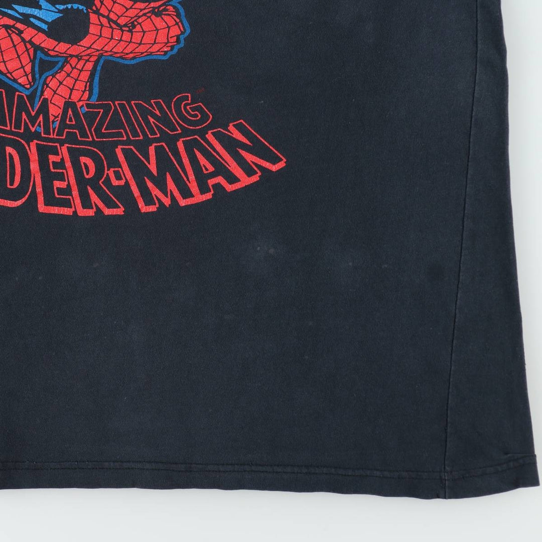 90s-00'S NOVEL Teez DESIGNS SPIDER MAN character print T-shirt, made in Canada, men's size XL equivalent. cotton black type Vintage Second Hand