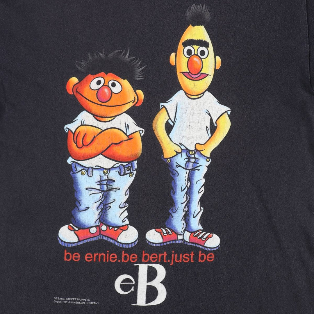90'S Sesame Street Bert & Ernie Character Print T-Shirt, Men's Size M (Equivalent), Vintage unclear black type Vintage Second Hand