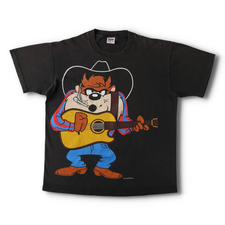90'S Anvil LOONEY TUNES Tasmanian Devil Character Print T-Shirt, Made in USA, Men's XL equivalent. cotton black type Vintage Second Hand