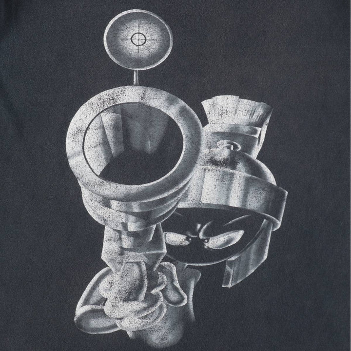 90'S Looney Tunes Marvin the Martian Character Print T-Shirt, Men's Size XL (Equivalent), Vintage cotton black type Vintage Second Hand