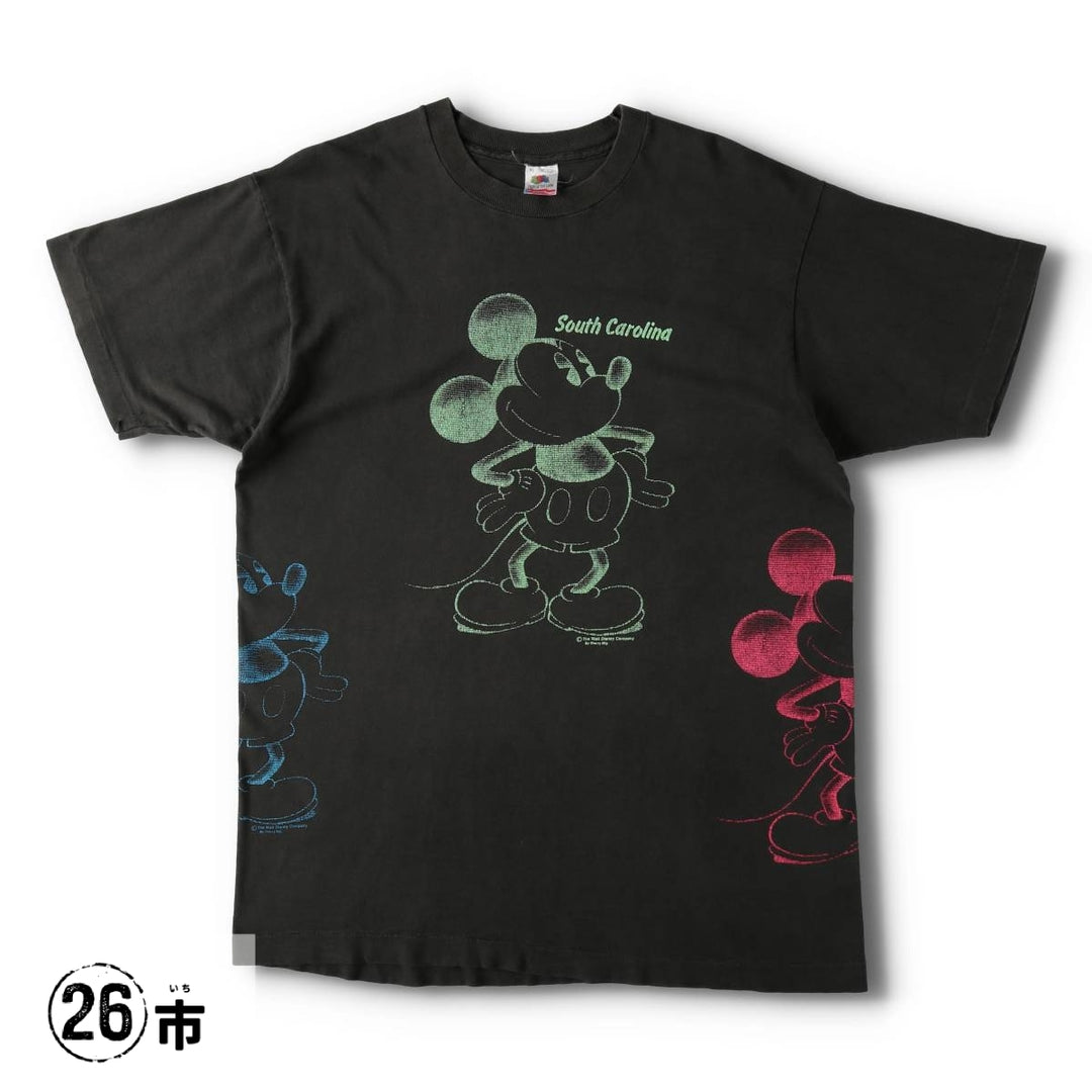 90'S Fruit of the Loom Mickey Mouse character print T-shirt, Made in USA, Men's XL equivalent. cotton black type Vintage Second Hand