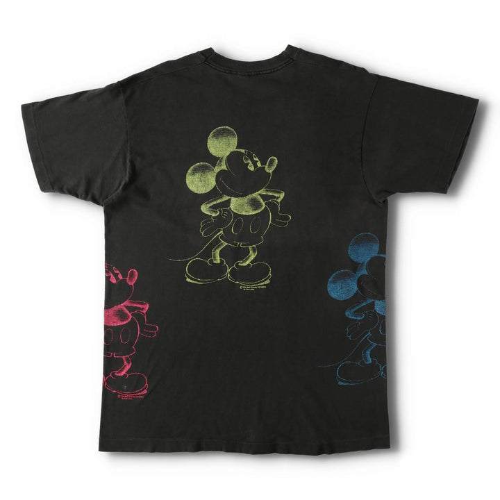 90'S Fruit of the Loom Mickey Mouse character print T-shirt, Made in USA, Men's XL equivalent. cotton black type Vintage Second Hand