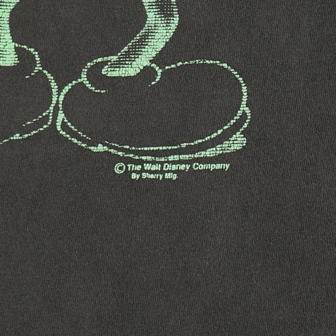 90'S Fruit of the Loom Mickey Mouse character print T-shirt, Made in USA, Men's XL equivalent. cotton black type Vintage Second Hand