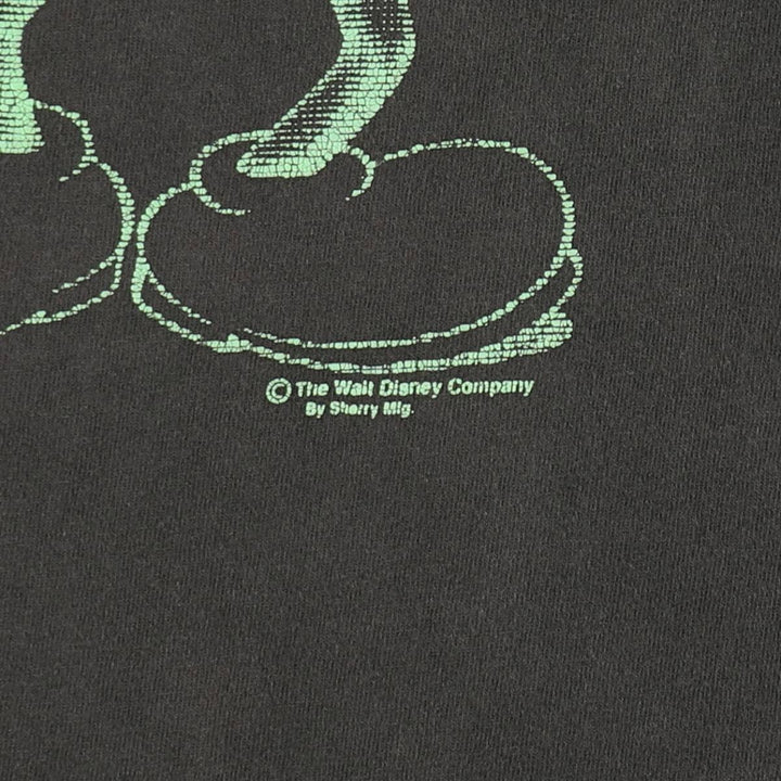90'S Fruit of the Loom Mickey Mouse character print T-shirt, Made in USA, Men's XL equivalent. cotton black type Vintage Second Hand