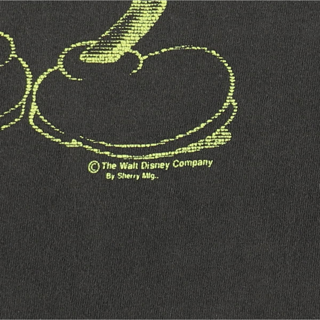 90'S Fruit of the Loom Mickey Mouse character print T-shirt, Made in USA, Men's XL equivalent. cotton black type Vintage Second Hand