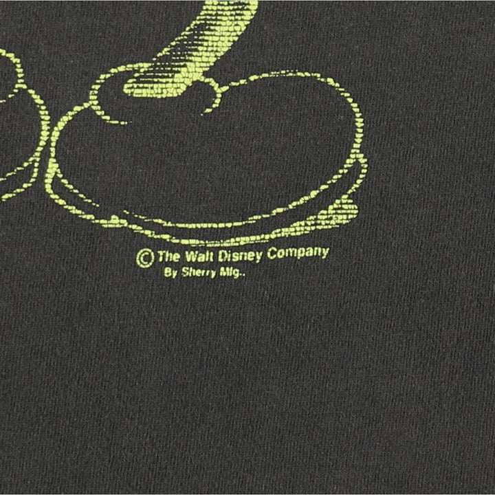 90'S Fruit of the Loom Mickey Mouse character print T-shirt, Made in USA, Men's XL equivalent. cotton black type Vintage Second Hand