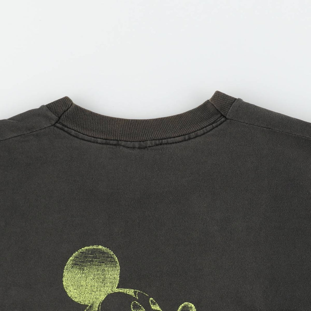 90'S Fruit of the Loom Mickey Mouse character print T-shirt, Made in USA, Men's XL equivalent. cotton black type Vintage Second Hand