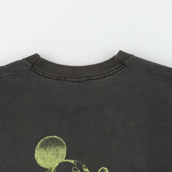 90'S Fruit of the Loom Mickey Mouse character print T-shirt, Made in USA, Men's XL equivalent. cotton black type Vintage Second Hand