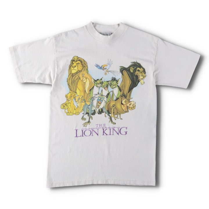 90'S Disney THE LION KING Lion King character print T-shirt men's M size vintage cotton white type Vintage Second Hand