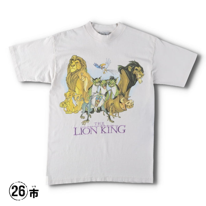 90'S Disney THE LION KING Lion King character print T-shirt men's M size vintage cotton white type Vintage Second Hand
