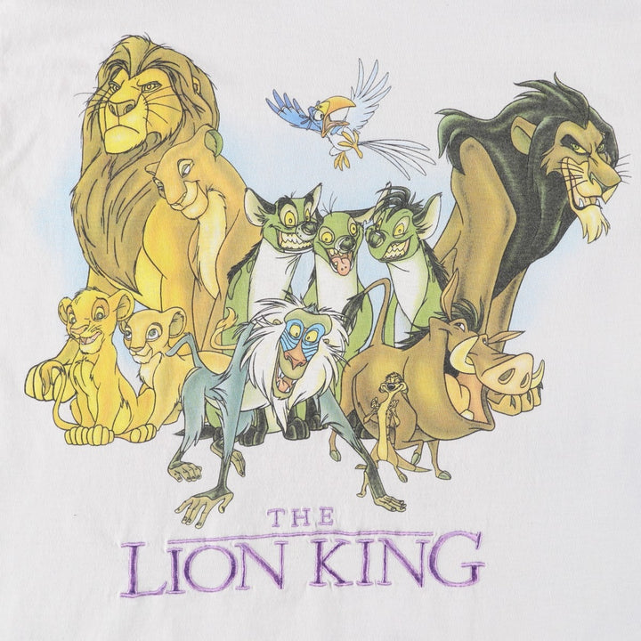 90'S Disney THE LION KING Lion King character print T-shirt men's M size vintage cotton white type Vintage Second Hand