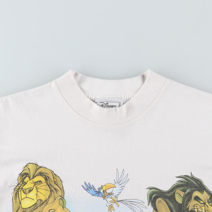 90'S Disney THE LION KING Lion King character print T-shirt men's M size vintage cotton white type Vintage Second Hand