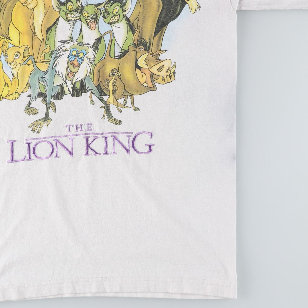 90'S Disney THE LION KING Lion King character print T-shirt men's M size vintage cotton white type Vintage Second Hand
