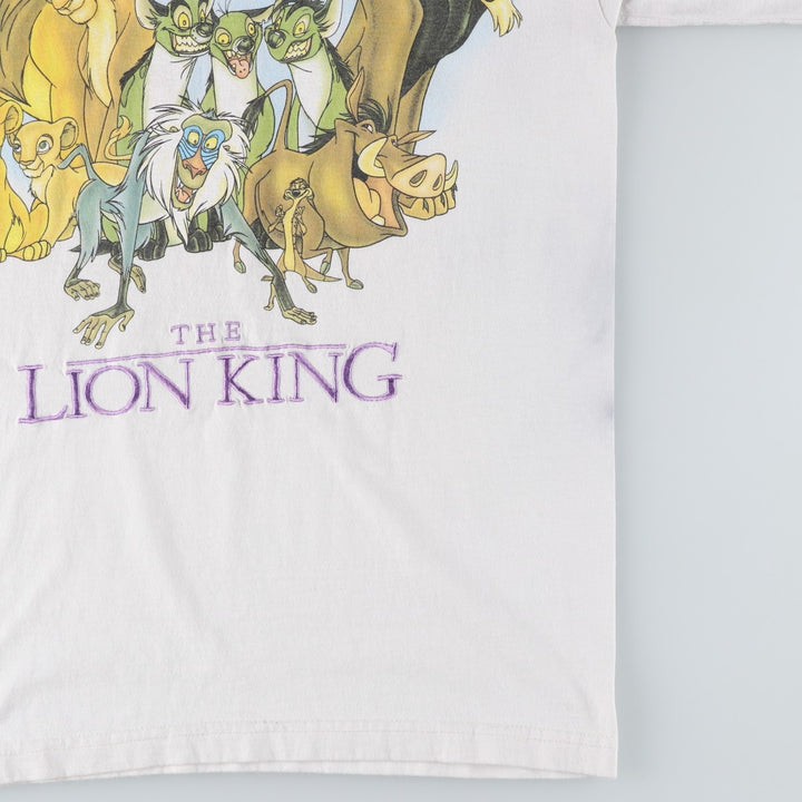 90'S Disney THE LION KING Lion King character print T-shirt men's M size vintage cotton white type Vintage Second Hand