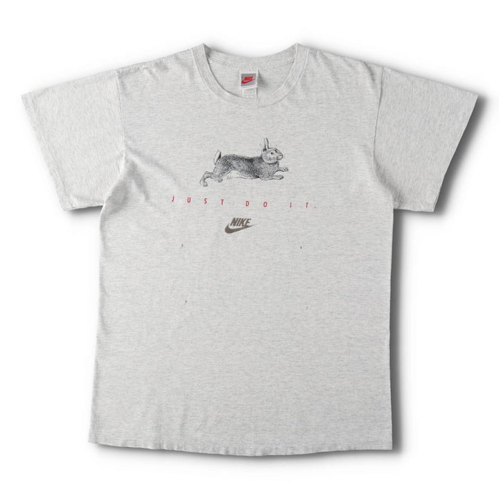 90'S Nike Silver Tag Turtle Pattern & Rabbit Pattern Sports Print T-Shirt, Made in USA, Men's XL (approx.) Vintage cotton gray type Vintage Second Hand