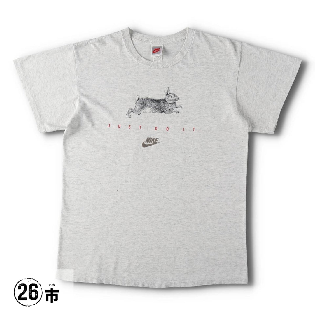 90'S Nike Silver Tag Turtle Pattern & Rabbit Pattern Sports Print T-Shirt, Made in USA, Men's XL (approx.) Vintage cotton gray type Vintage Second Hand