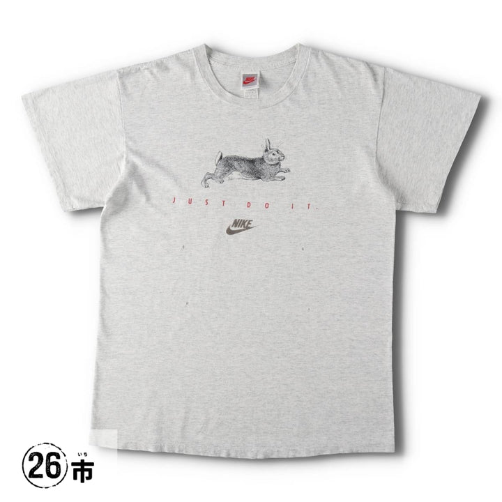 90'S Nike Silver Tag Turtle Pattern & Rabbit Pattern Sports Print T-Shirt, Made in USA, Men's XL (approx.) Vintage cotton gray type Vintage Second Hand