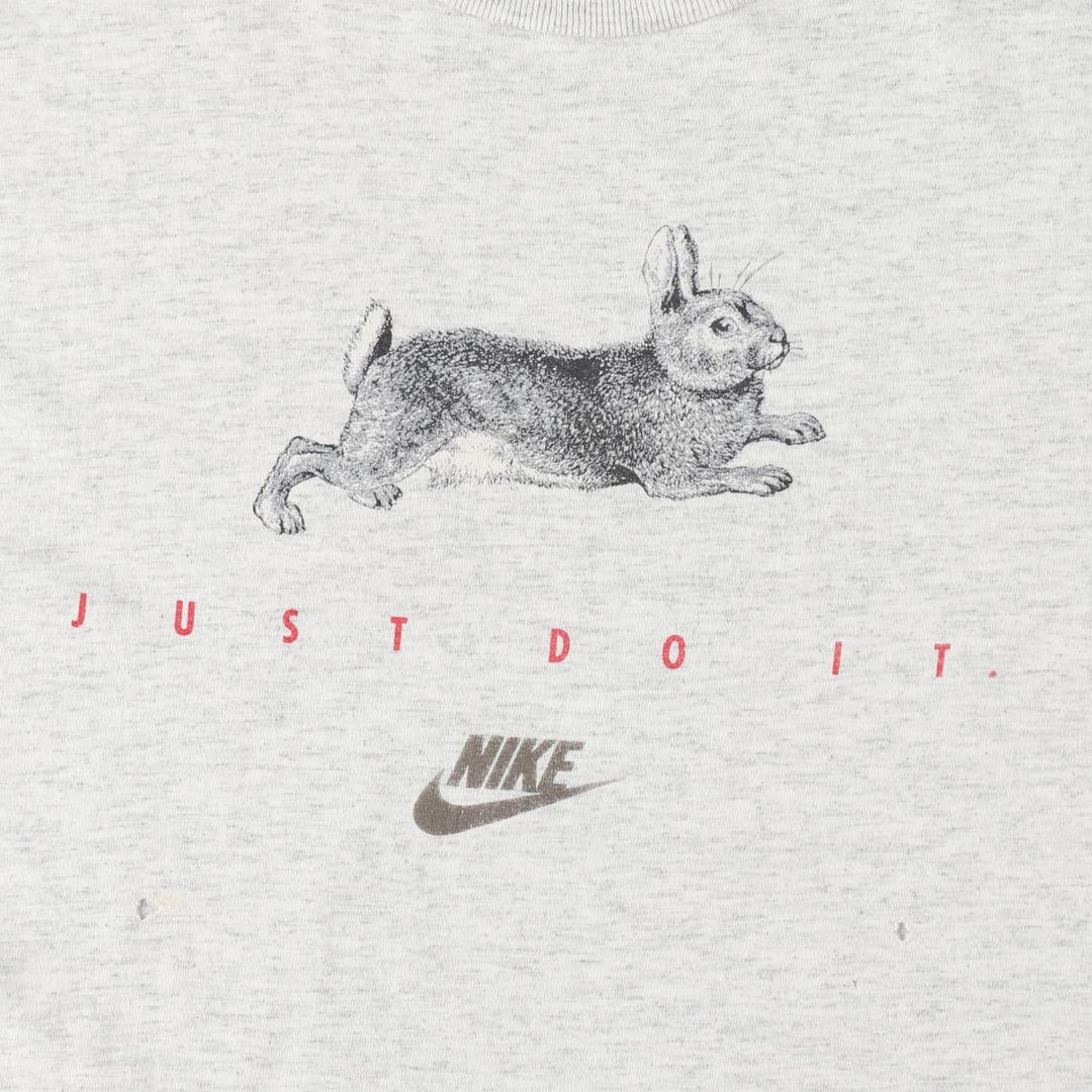 90'S Nike Silver Tag Turtle Pattern & Rabbit Pattern Sports Print T-Shirt, Made in USA, Men's XL (approx.) Vintage cotton gray type Vintage Second Hand