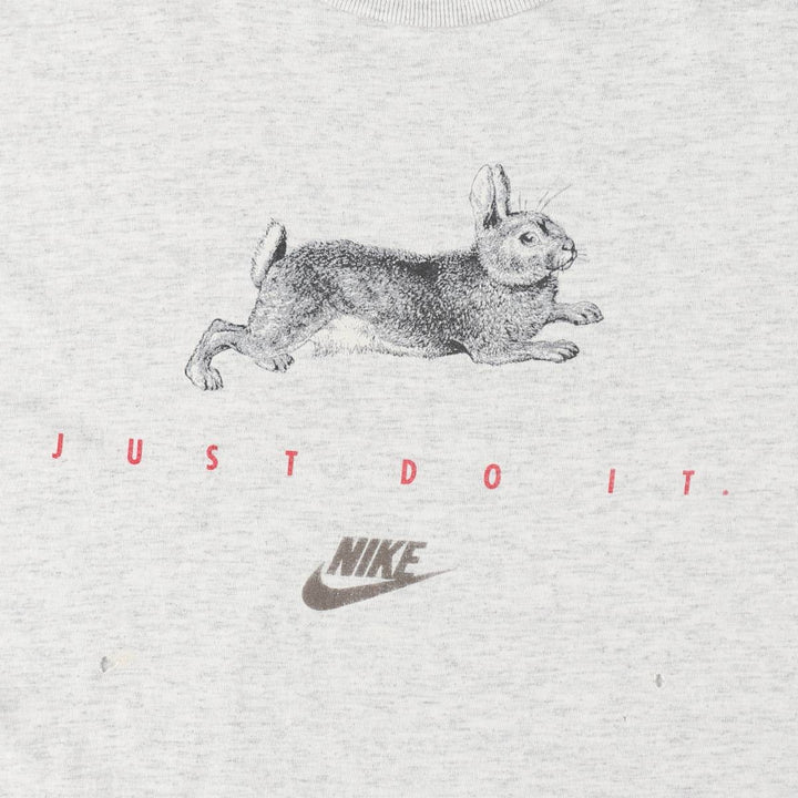 90'S Nike Silver Tag Turtle Pattern & Rabbit Pattern Sports Print T-Shirt, Made in USA, Men's XL (approx.) Vintage cotton gray type Vintage Second Hand
