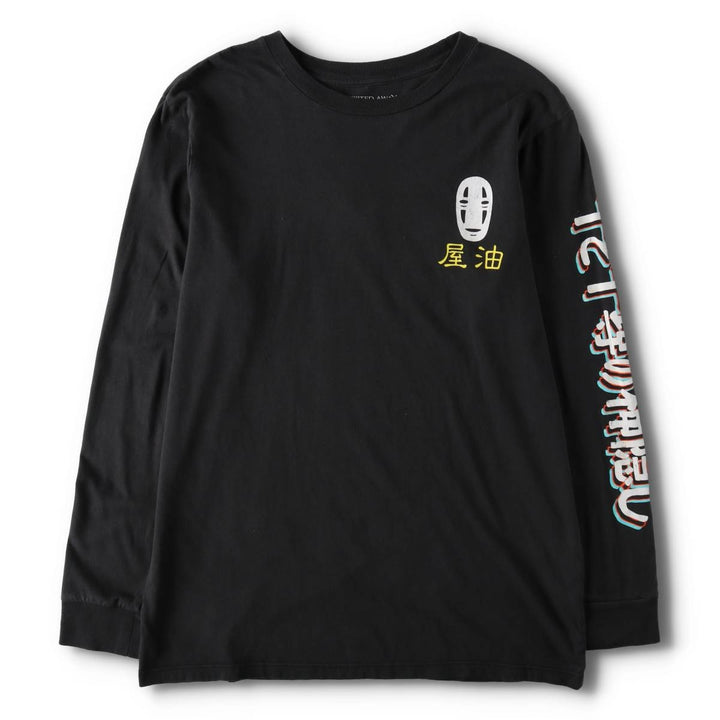 SPIRITED AWAY Spirited Away Anime Character Print Long-Sleeve T-Shirt (Men's Size L) cotton black type Vintage Second Hand