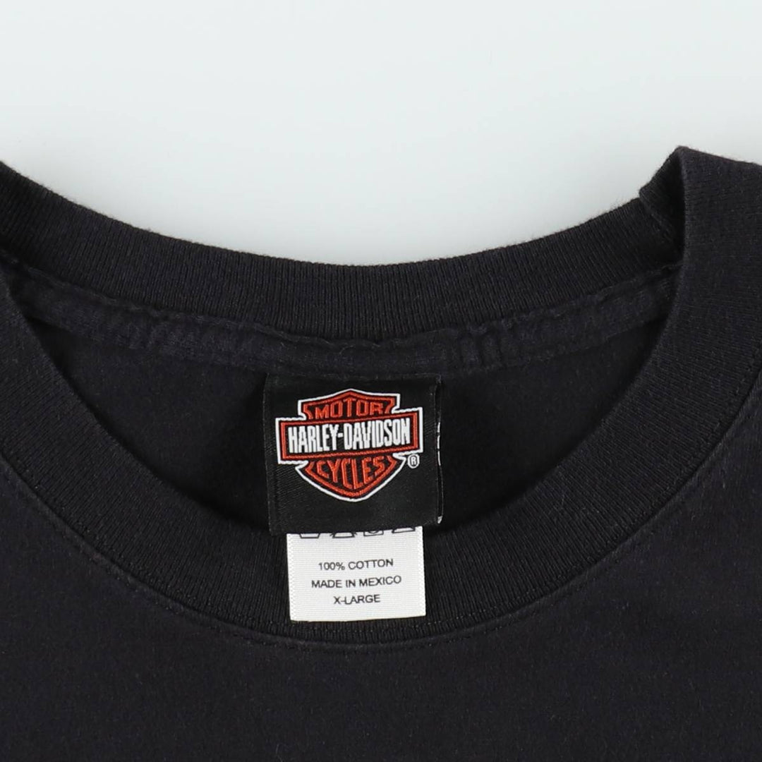 2000'S Harley-Davidson Fire Pattern Motorcycle Long-Sleeve T-Shirt (Men's XL equivalent) cotton black type Vintage Second Hand