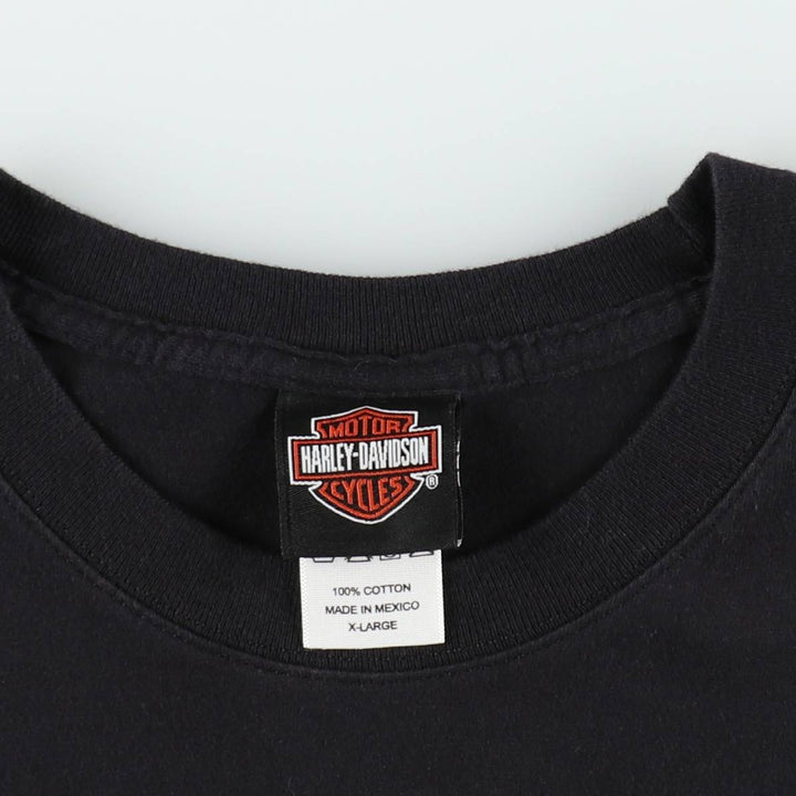 2000'S Harley-Davidson Fire Pattern Motorcycle Long-Sleeve T-Shirt (Men's XL equivalent) cotton black type Vintage Second Hand