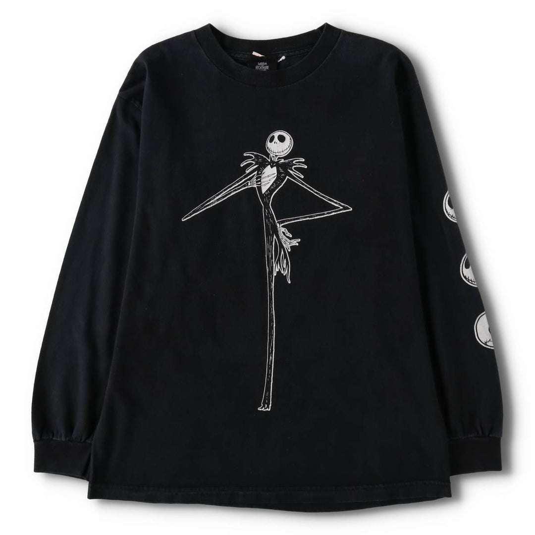 Nightmare Before Christmas Anime Character Print Long-Sleeve T-Shirt (Men's Size S) unclear black type Vintage Second Hand