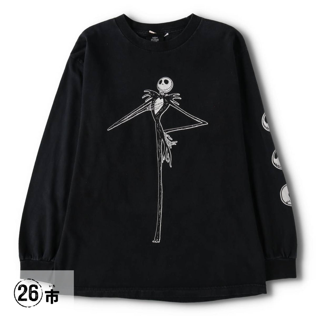 Nightmare Before Christmas Anime Character Print Long-Sleeve T-Shirt (Men's Size S) unclear black type Vintage Second Hand