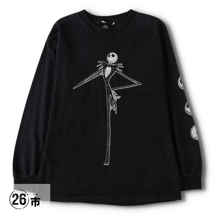 Nightmare Before Christmas Anime Character Print Long-Sleeve T-Shirt (Men's Size S) unclear black type Vintage Second Hand