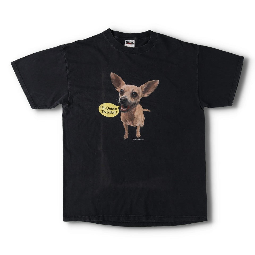 90'S TULTEX TACO BELL Taco Bell Dog Print Advertising T-Shirt, Men's XL (approx.), Vintage cotton black type Vintage Second Hand